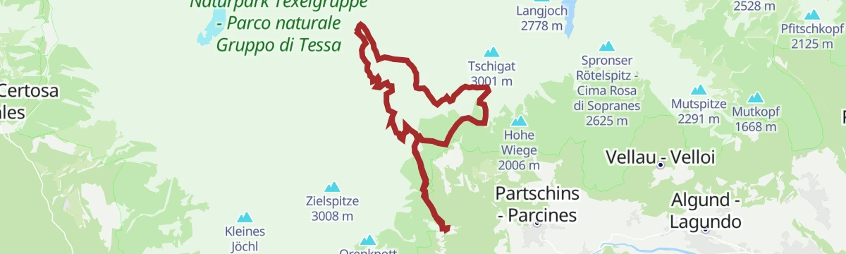 Route map: Escursione circolare alla vetta della Sattelspitze (2428 m)